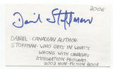 Daniel Stoffman Signed 3x5 Index Card Autographed Signature Author Writer