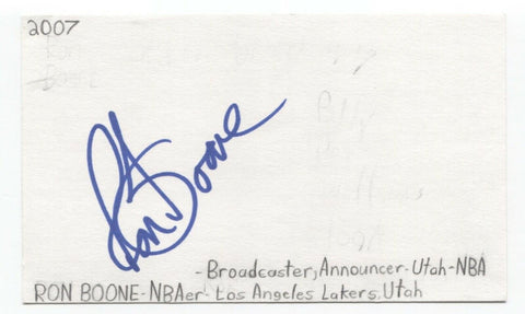 Ron Boone Signed 3x5 Index Card Autograph Signature NBA Basketball Utah Jazz