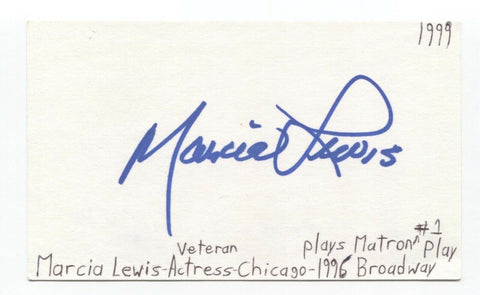 Marcia Lewis Signed 3x5 Index Card Autographed Signature Actress