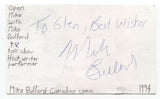 Mike Bullard Signed 3x5 Index Card Autographed Signature Actor Comedian