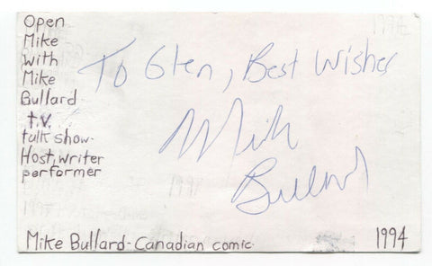 Mike Bullard Signed 3x5 Index Card Autographed Signature Actor Comedian