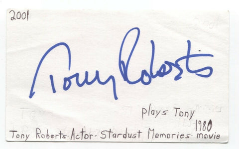 Tony Roberts Signed 3x5 Index Card Autograph Signature Actor Annie Hall