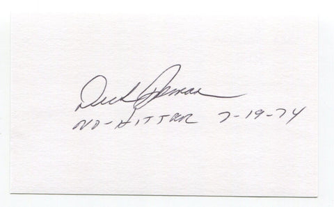 Dick Bosman Signed 3x5 Index Card Autographed Baseball Texas Rangers No Hitter