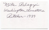 Mike Palagyi Signed 3x5 Index Card Autographed Baseball 1939 Washington Senators