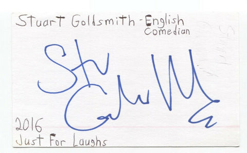 Stuart Goldsmith Signed 3x5 Index Card Autographed Signature Actor Comedian