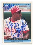 1992 Donruss Wes Chamberlain Signed Card Baseball Autographed #384