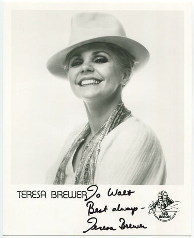 Teresa Brewer Signed 8x10 Photo Vintage Autographed Signature Signature