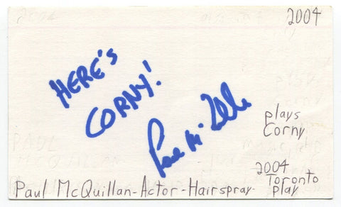 Paul McQuillan Signed 3x5 Index Card Autograph Actor Degrassi