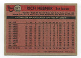 1981 Topps Rich Hebner Signed Baseball Card Autographed AUTO #217
