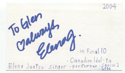 Elena Juatco Signed 3x5 Index Card Autographed Signature Singer