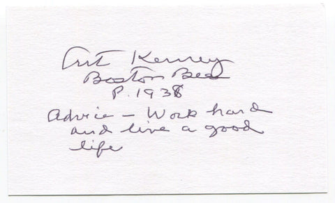 Art Kenney Signed 3x5 Index Card Autographed MLB Baseball Boston Bees