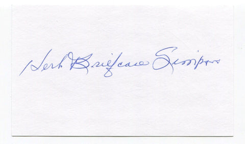 Herb "Briefcase" Simpson Signed 3x5 Index Card Autographed Baseball Negro League