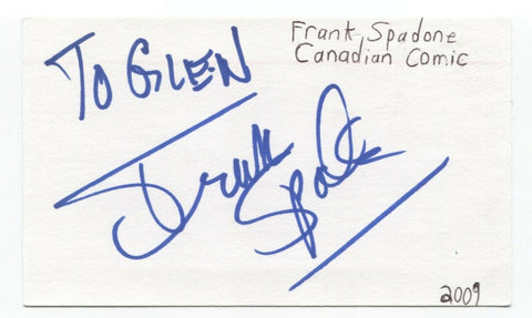 Frank Spadone Signed 3x5 Index Card Autographed Signature Comedian Comic Actor