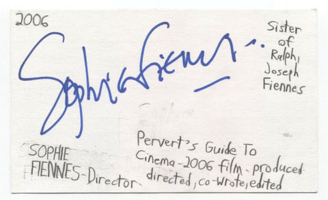 Sophie Fiennes Signed 3x5 Index Card Autographed Signature Director