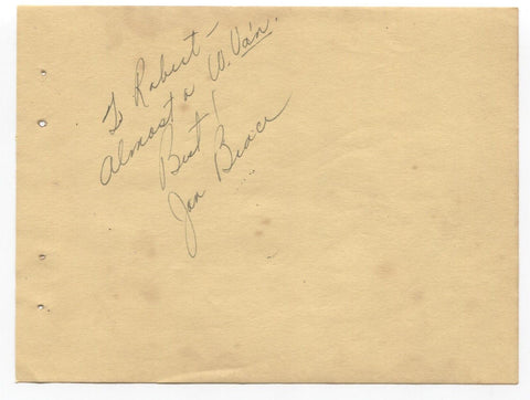 Janet Brace Signed Album Page Autographed Signature