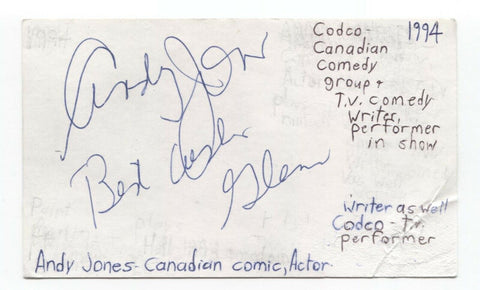 Andy Jones Signed 3x5 Index Card Autographed Signature Comedian Actor
