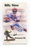 Billy Sims Signed Business Card Football Heisman '78 Autograph AUTO