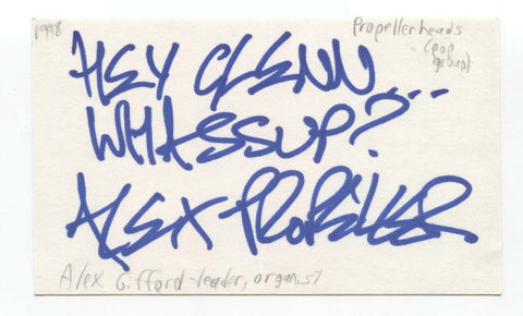 Propeller Heads - Alex Gifford Signed 3x5 Index Card Autographed Signature