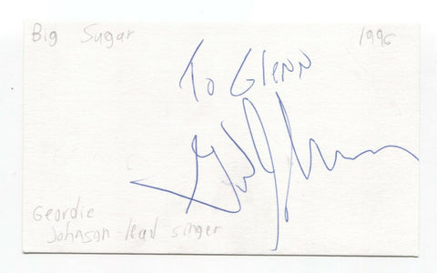Big Sugar - Gordie Johnson Signed 3x5 Index Card Autographed Signature