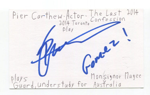 Pier Carthew Signed 3x5 Index Card Autographed Actor Bikie Wars Brothers In Arms