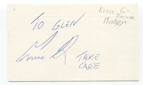 Ernie G. Signed 3x5 Index Card Autographed Signature Singer Musician