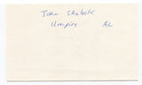 John Shulock Signed 3x5 Index Card Autographed MLB Baseball Umpire
