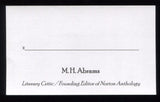 M.H. Abrams Signed 3x5 Index Card Signature Autographed Author