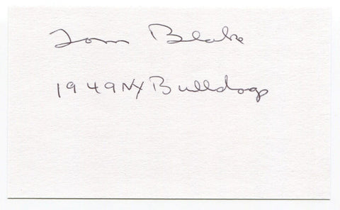 Tom Blake Signed 3x5 Index Card Autographed New York Bulldogs NFL Cincinnati HOF