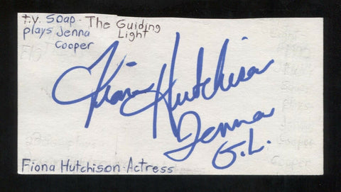Fiona Hutchison Signed Cut 3x5 Index Card Autographed Signature Actress