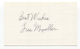 Les Mueller Signed 3x5 Index Card Baseball Autographed Signature