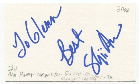 Shii Ann Huang Signed 3x5 Index Card Autographed Signature Survivor