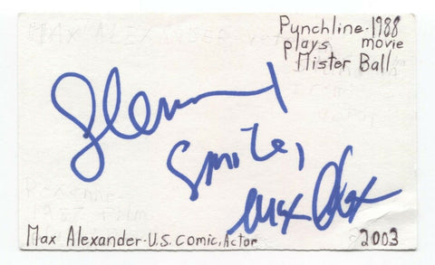 Max Alexander Signed 3x5 Index Card Autographed Signature Actor Comedian