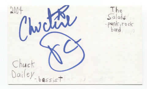 The Salads Chuck Dailey Signed 3x5 Index Card Autographed Signature Bassist