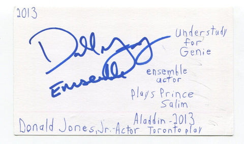 Donald Jones Jr Signed 3x5 Index Card Autograph Actor Unbreakable Kimmy Schmidt