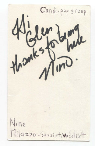 Candi and the Backbeat - Nino Milazzo Signed 3x5 Index Card Autographed Band