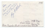 Ryan Rajendra Black Signed 3x5 Index Card Autographed Signature Dance Me Outside