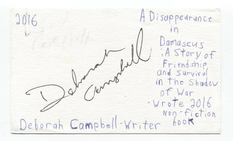 Deborah Campbell Signed 3x5 Index Card Autographed Signature Author Writer