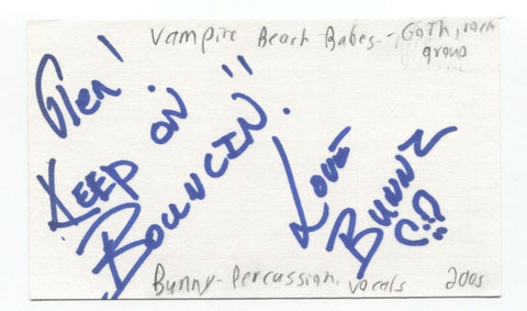 Vampire Beach Babes - Bunny Signed Index 3x5 Card Autographed Signature Band