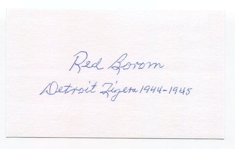 Red Borom Signed 3x5 Index Card Autographed Baseball Detroit Tigers