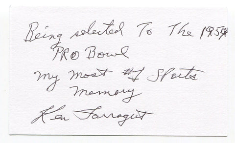 Ken Farragut Signed 3x5 Index Card Autographed NFL Football Philadelpha Eagles