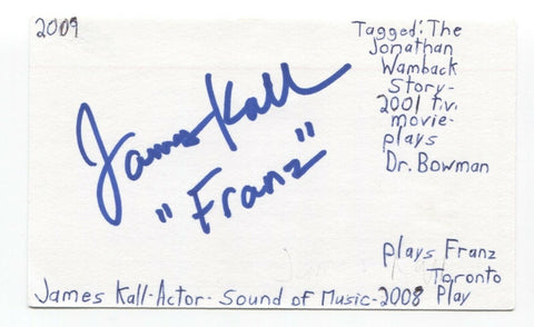 James Kall Signed 3x5 Index Card Autographed Signature Actor
