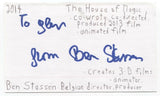 Ben Stassen Signed 3x5 Index Card Autographed Signature Director Turtles Tale
