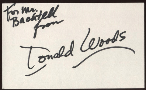 Donald Woods  Signed Index Card Autographed Signature Vintage AUTO