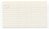 Jim O'Toole Signed 3x5 Index Card Baseball Autographed Signature