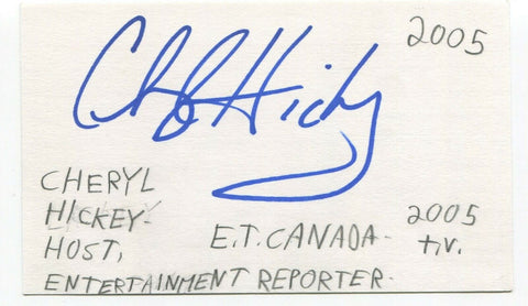 Cheryl Hickey Signed 3x5 Index Card Autograph Signature Host of ET Canada