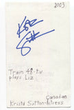Krista Sutton Signed 3x5 Index Card Autographed Signature Actress