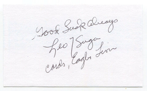 Leo Sugar Signed 3x5 Index Card Autographed Football NFL St. Louis Cardinals