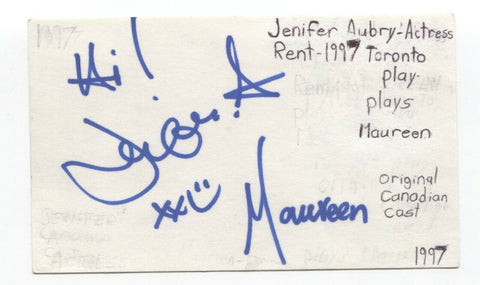 Jenifer Aubry Signed 3x5 Index Card Autographed Signature Actress