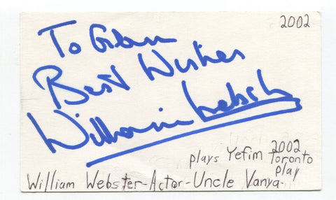 William Webster Signed 3x5 Index Card Autographed Actor Kim's Convenience