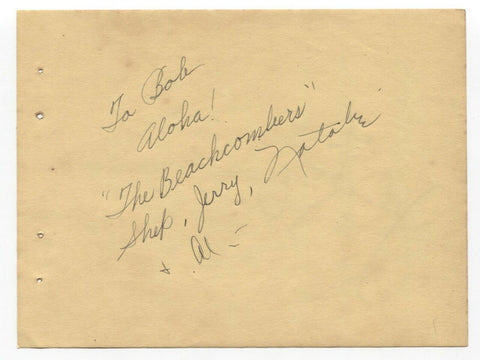 The Beachcombers Signed Album Page Autographed 1949 Jerry Graff, Al Gross, etc